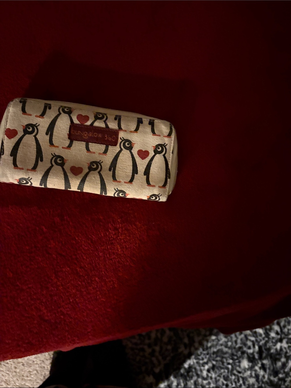 bungalow 360 Beach Penguin Print Wallet with Red Hearts